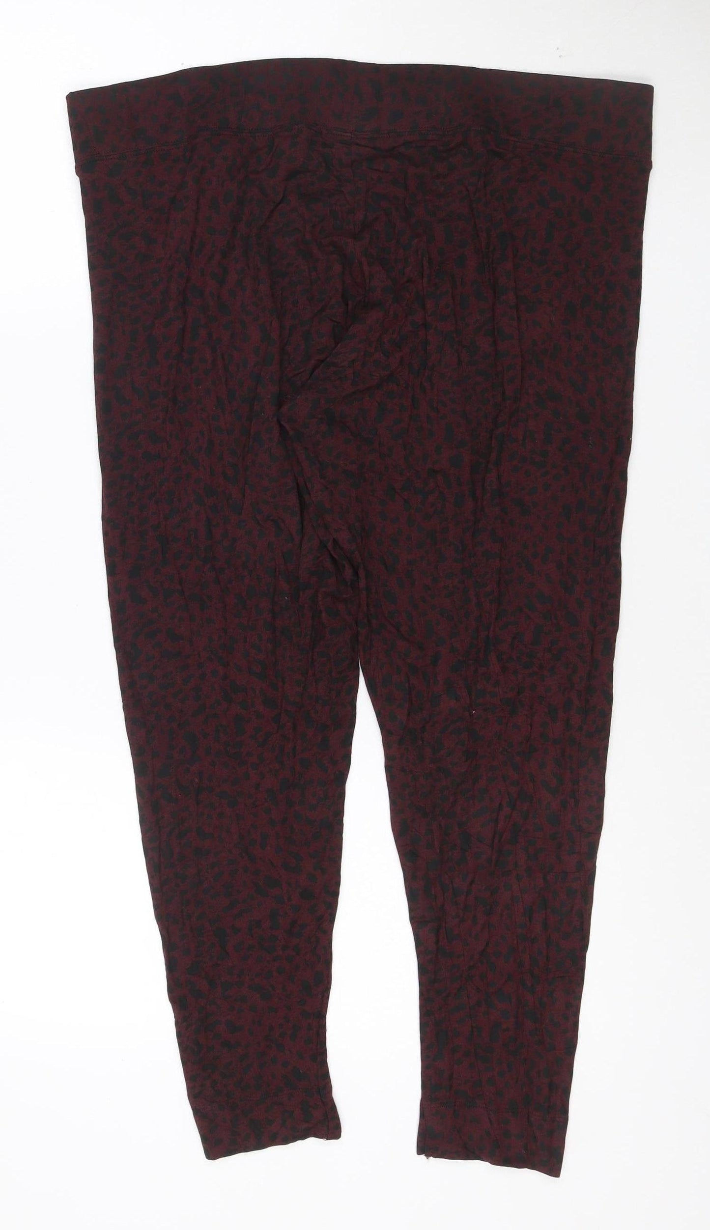 Marks and Spencer Women Burgundy Animal Print Viscose Stretch Leggings Size 20