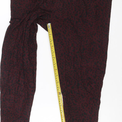 Marks and Spencer Women Burgundy Animal Print Viscose Stretch Leggings Size 20