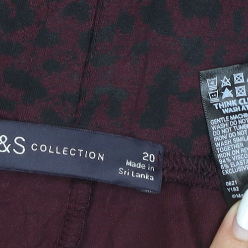 Marks and Spencer Women Burgundy Animal Print Viscose Stretch Leggings Size 20