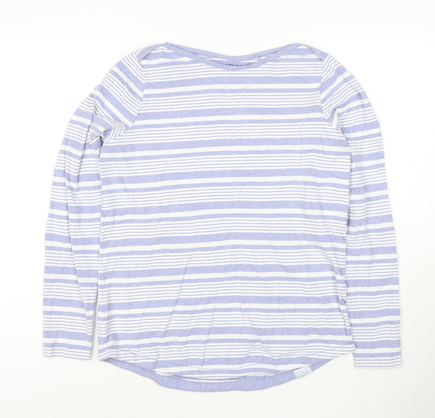 FatFace Women Blue Striped Long Sleeve Organic Cotton T-Shirt UK 10