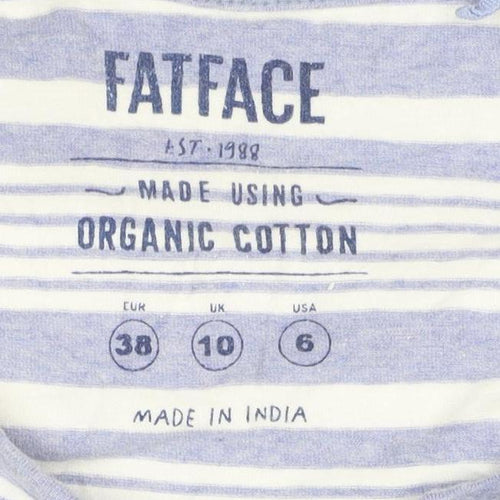 FatFace Women Blue Striped Long Sleeve Organic Cotton T-Shirt UK 10