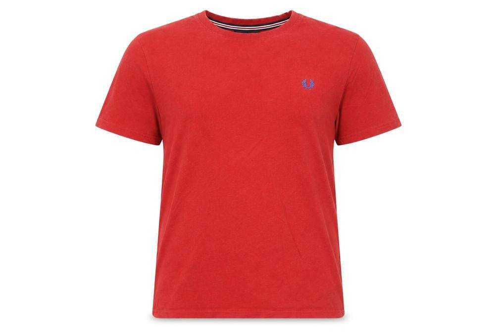 Fred Perry Men's Red Cotton Crew Neck Short Sleeve T-Shirt M