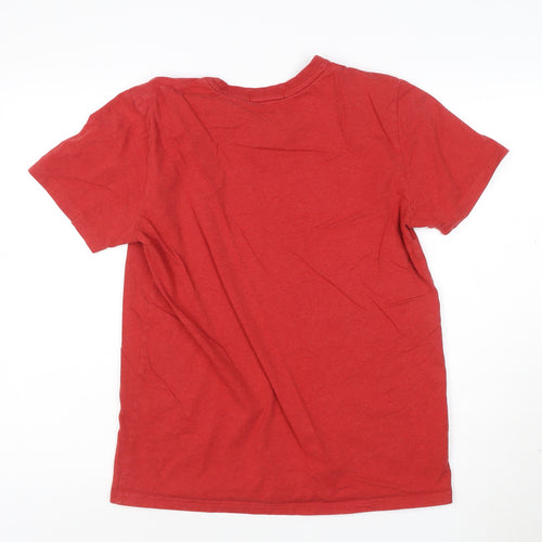Fred Perry Men's Red Cotton Crew Neck Short Sleeve T-Shirt M