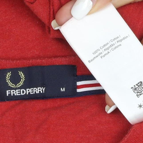 Fred Perry Men's Red Cotton Crew Neck Short Sleeve T-Shirt M