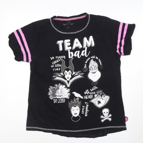 Disney Women Black L Graphic Team Bad Villains T-Shirt