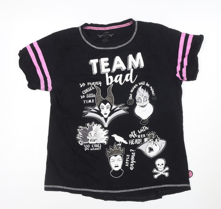 Disney Women Black L Graphic Team Bad Villains T-Shirt