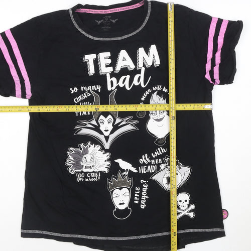 Disney Women Black L Graphic Team Bad Villains T-Shirt