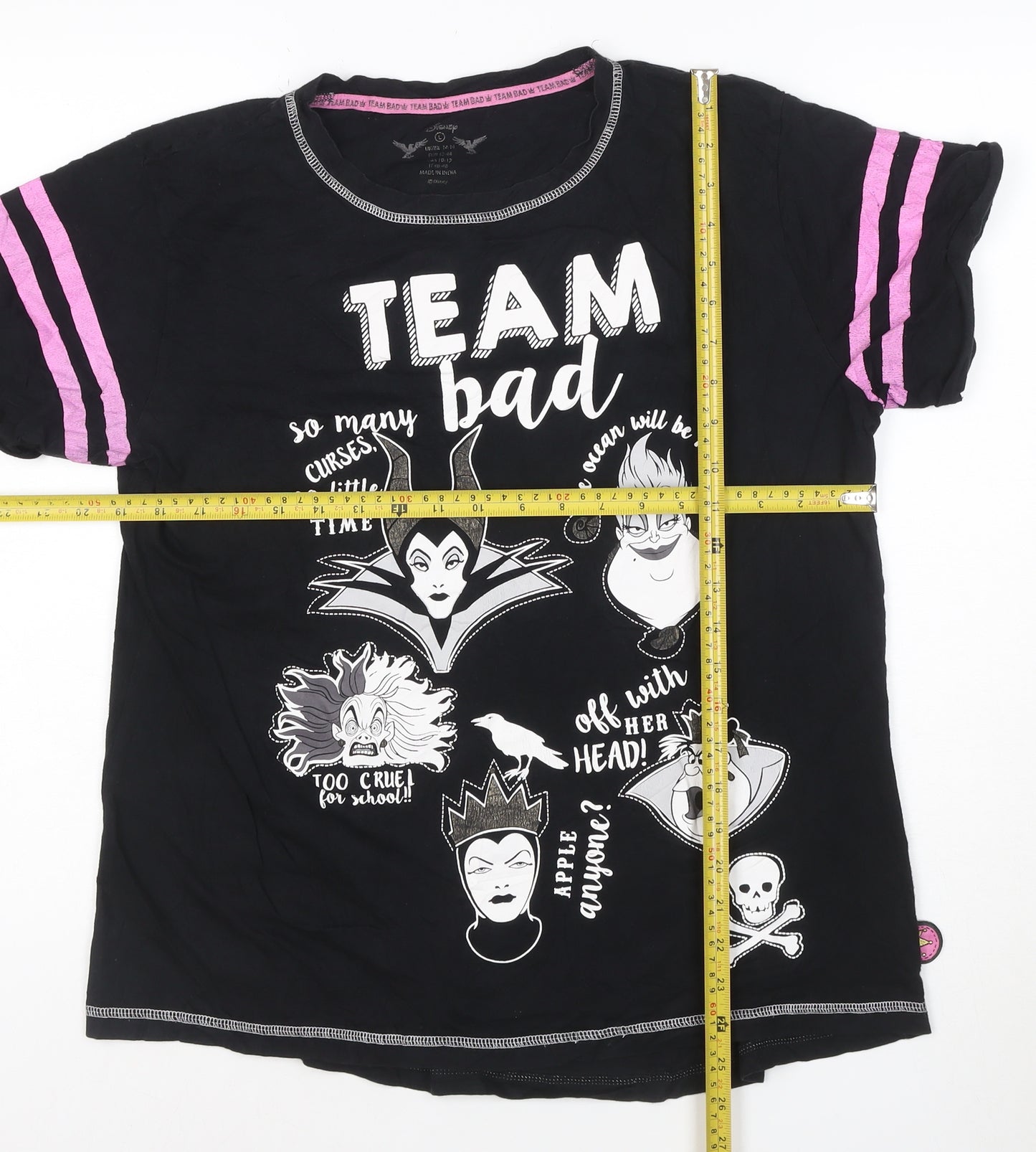 Disney Women Black L Graphic Team Bad Villains T-Shirt