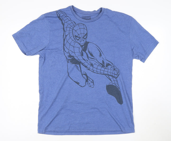 Marvel Men’s Blue Spider-Man Graphic T-Shirt Size M Regular Fit