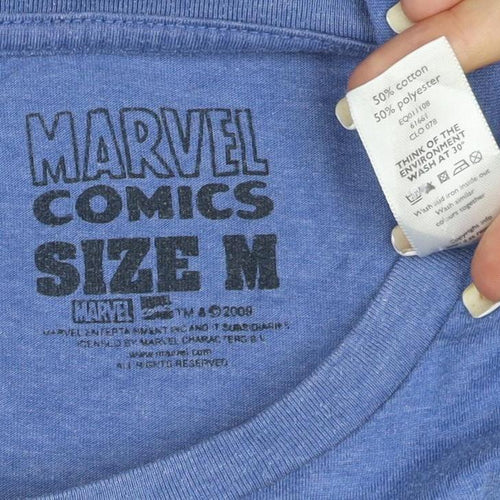 Marvel Men’s Blue Spider-Man Graphic T-Shirt Size M Regular Fit