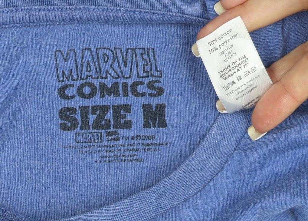 Marvel Men’s Blue Spider-Man Graphic T-Shirt Size M Regular Fit