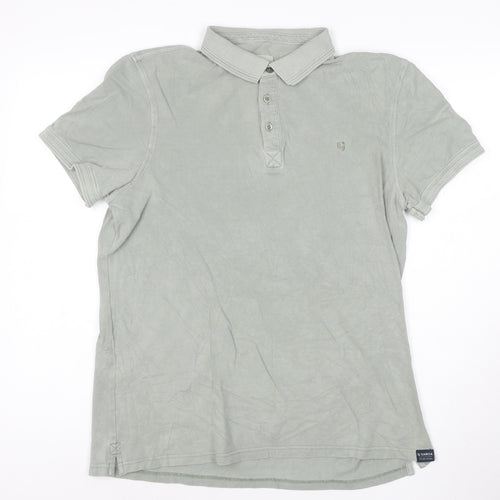 Garcia Men's Grey Cotton Polo Shirt Size L Short Sleeve Casual