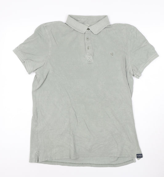 Garcia Men's Grey Cotton Polo Shirt Size L Short Sleeve Casual