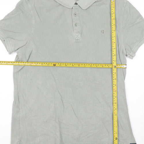 Garcia Men's Grey Cotton Polo Shirt Size L Short Sleeve Casual