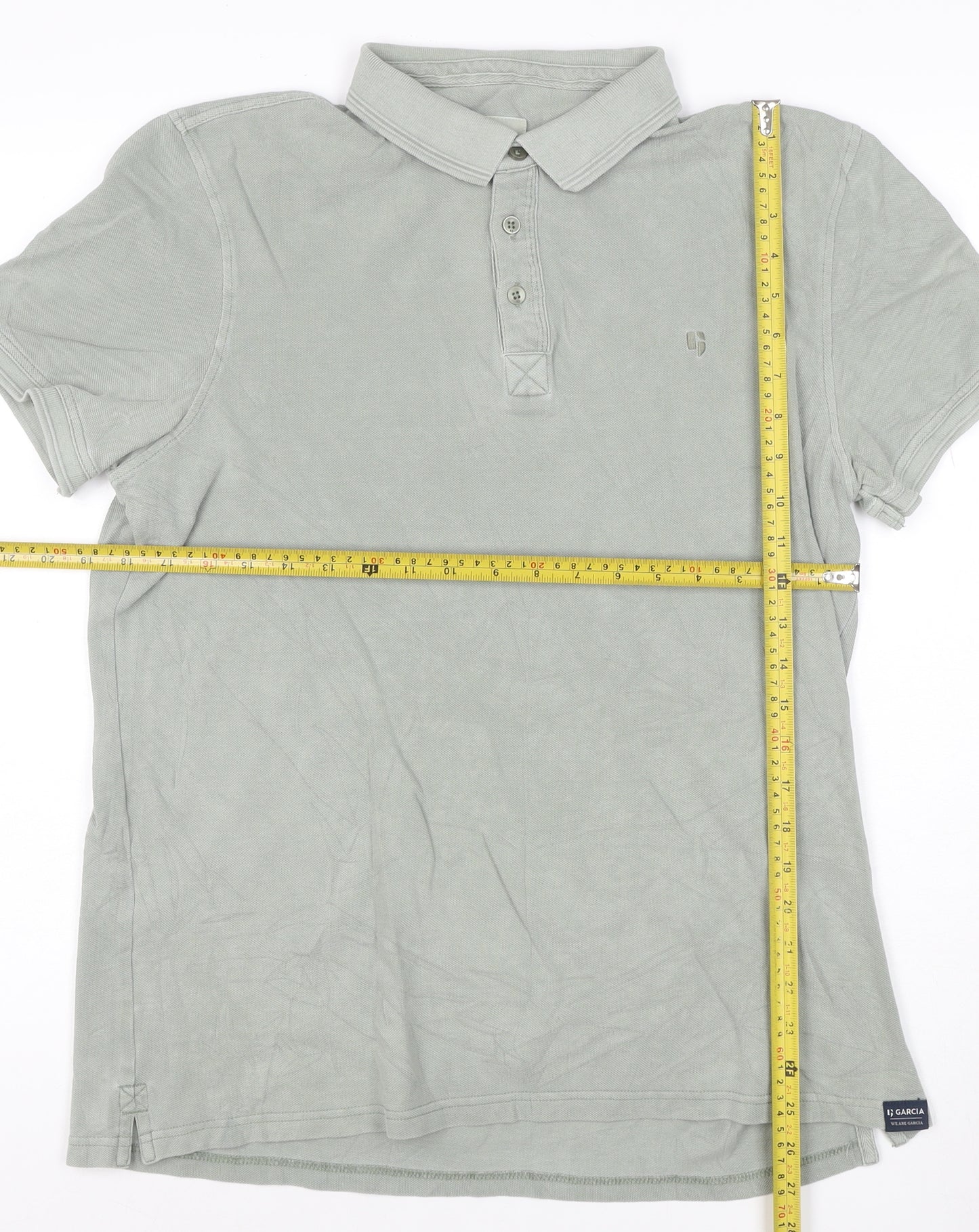 Garcia Men's Grey Cotton Polo Shirt Size L Short Sleeve Casual