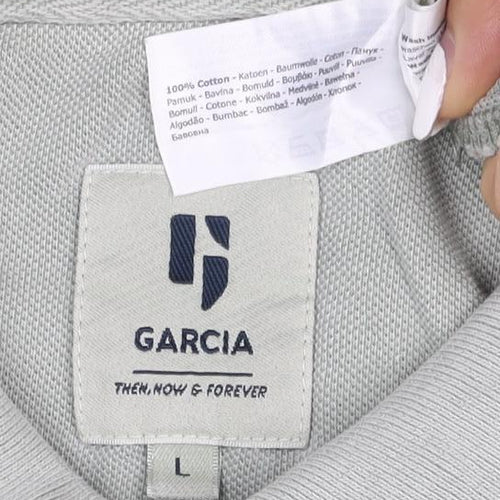 Garcia Men's Grey Cotton Polo Shirt Size L Short Sleeve Casual