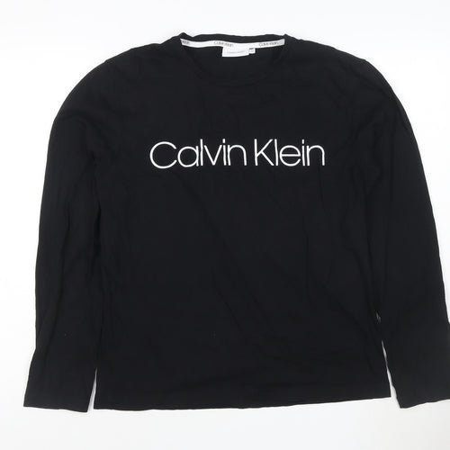 Calvin Klein Men Black Long Sleeve Cotton Logo T-Shirt M