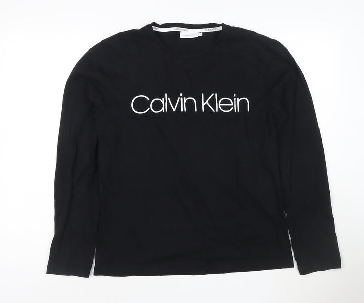 Calvin Klein Men Black Long Sleeve Cotton Logo T-Shirt M