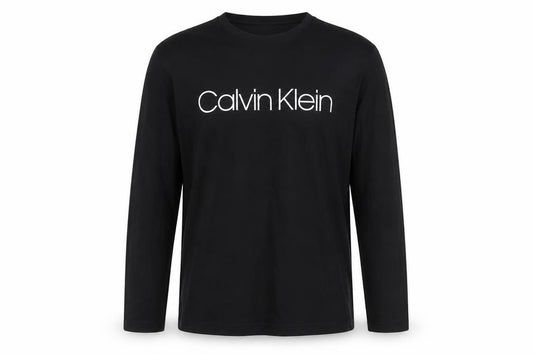 Calvin Klein Men Black Long Sleeve Cotton Logo T-Shirt M