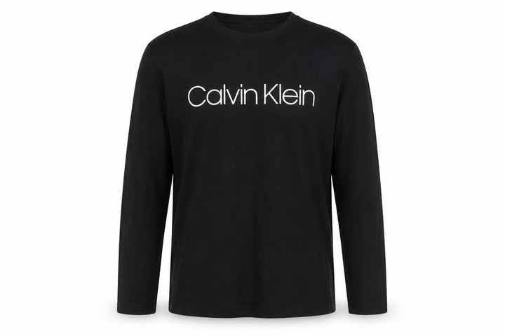 Calvin Klein Men Black Long Sleeve Cotton Logo T-Shirt M