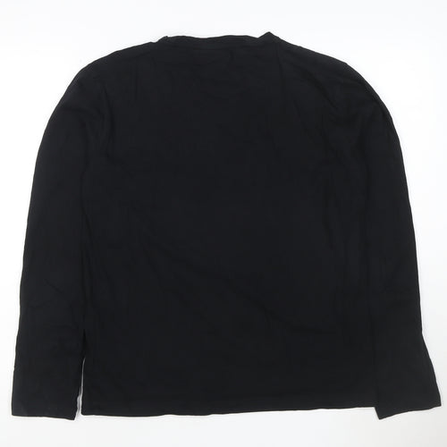 Calvin Klein Men Black Long Sleeve Cotton Logo T-Shirt M