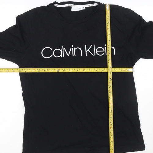 Calvin Klein Men Black Long Sleeve Cotton Logo T-Shirt M