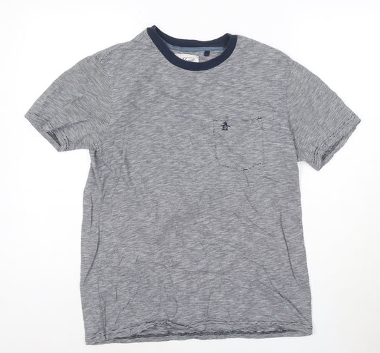 Original Penguin Men's Blue Striped Cotton Crew Neck T-Shirt M