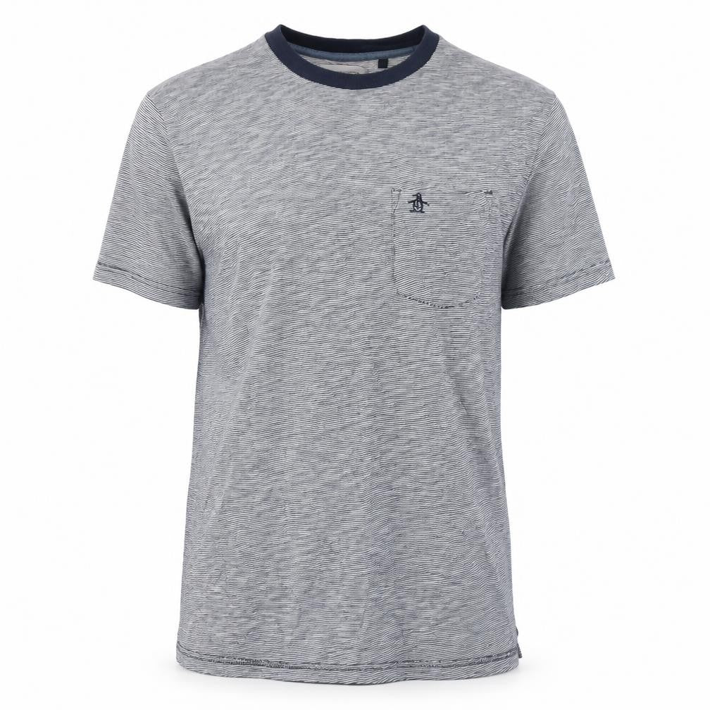 Original Penguin Men's Blue Striped Cotton Crew Neck T-Shirt M