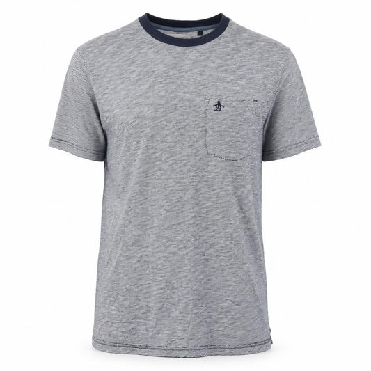 Original Penguin Men's Blue Striped Cotton Crew Neck T-Shirt M