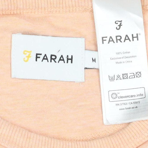 Farah Men’s Beige Cotton Crew Neck Short Sleeve T-Shirt M