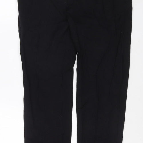 Marks and Spencer Women Black Size 14 Regular Viscose Blend Trousers