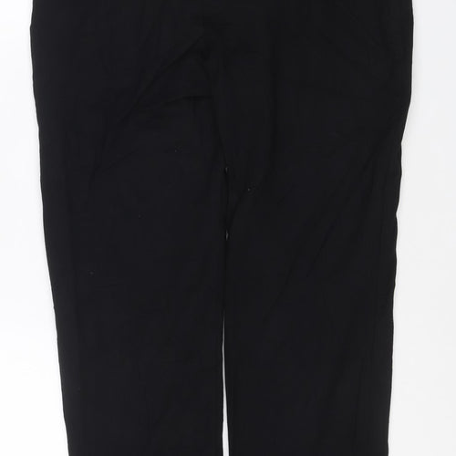Marks and Spencer Women Black Size 14 Regular Viscose Blend Trousers