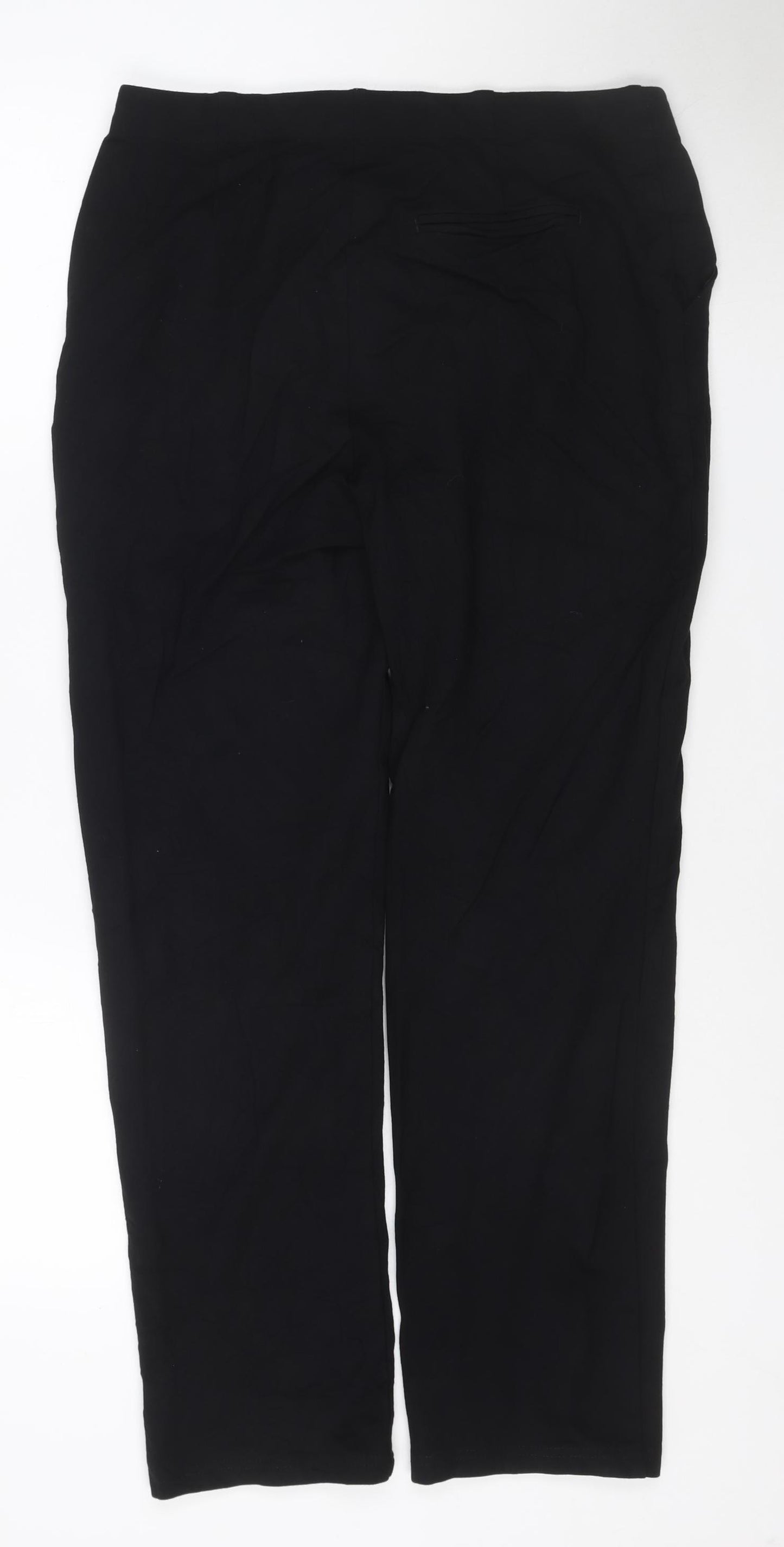 Marks and Spencer Women Black Size 14 Regular Viscose Blend Trousers