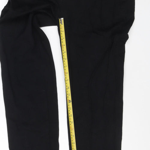 Marks and Spencer Women Black Size 14 Regular Viscose Blend Trousers