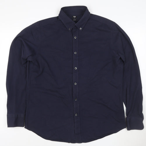 Uniqlo Men’s Blue Slim Fit Long Sleeve Button-Up Shirt XL