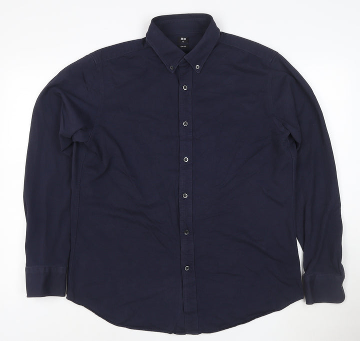 Uniqlo Men’s Blue Slim Fit Long Sleeve Button-Up Shirt XL