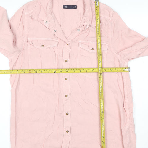 Marks and Spencer Women's Pink Lyocell Button-Up Shirt Size 12