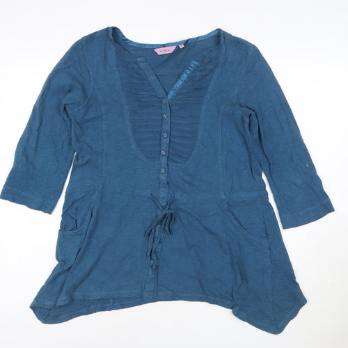 Epilogue Women's Blue Cotton Tunic Blouse Size 14