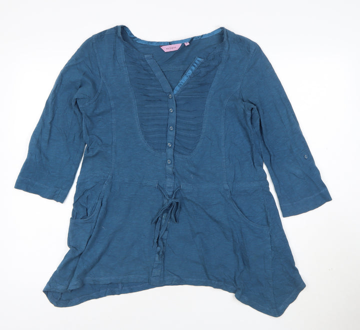 Epilogue Women's Blue Cotton Tunic Blouse Size 14