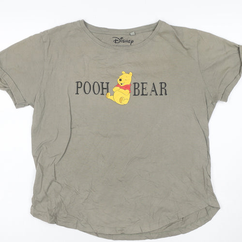 Disney Women’s Grey Pooh Bear T-Shirt Size M Cotton Crew Neck
