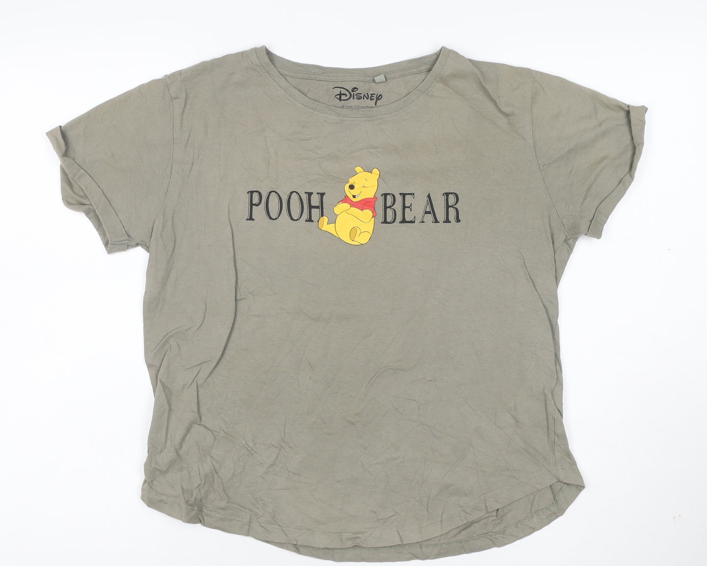 Disney Women’s Grey Pooh Bear T-Shirt Size M Cotton Crew Neck
