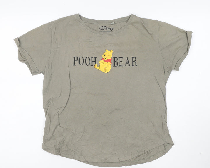Disney Women’s Grey Pooh Bear T-Shirt Size M Cotton Crew Neck