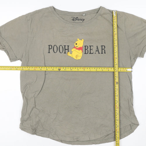Disney Women’s Grey Pooh Bear T-Shirt Size M Cotton Crew Neck