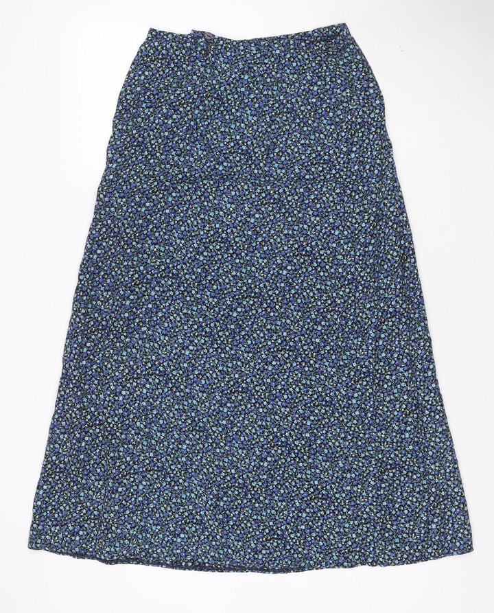 Richards Women’s Blue Floral A-Line Petites Viscose Skirt Size 12