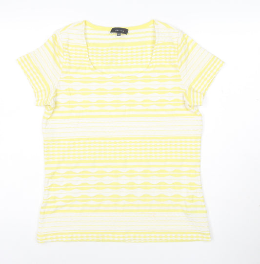 Marks and Spencer Women’s Yellow Striped Cotton T-Shirt Size 14