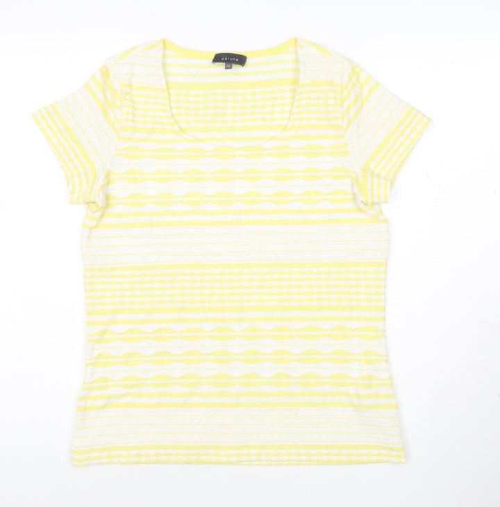 Marks and Spencer Women’s Yellow Striped Cotton T-Shirt Size 14