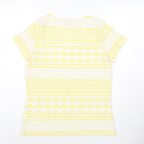 Marks and Spencer Women’s Yellow Striped Cotton T-Shirt Size 14