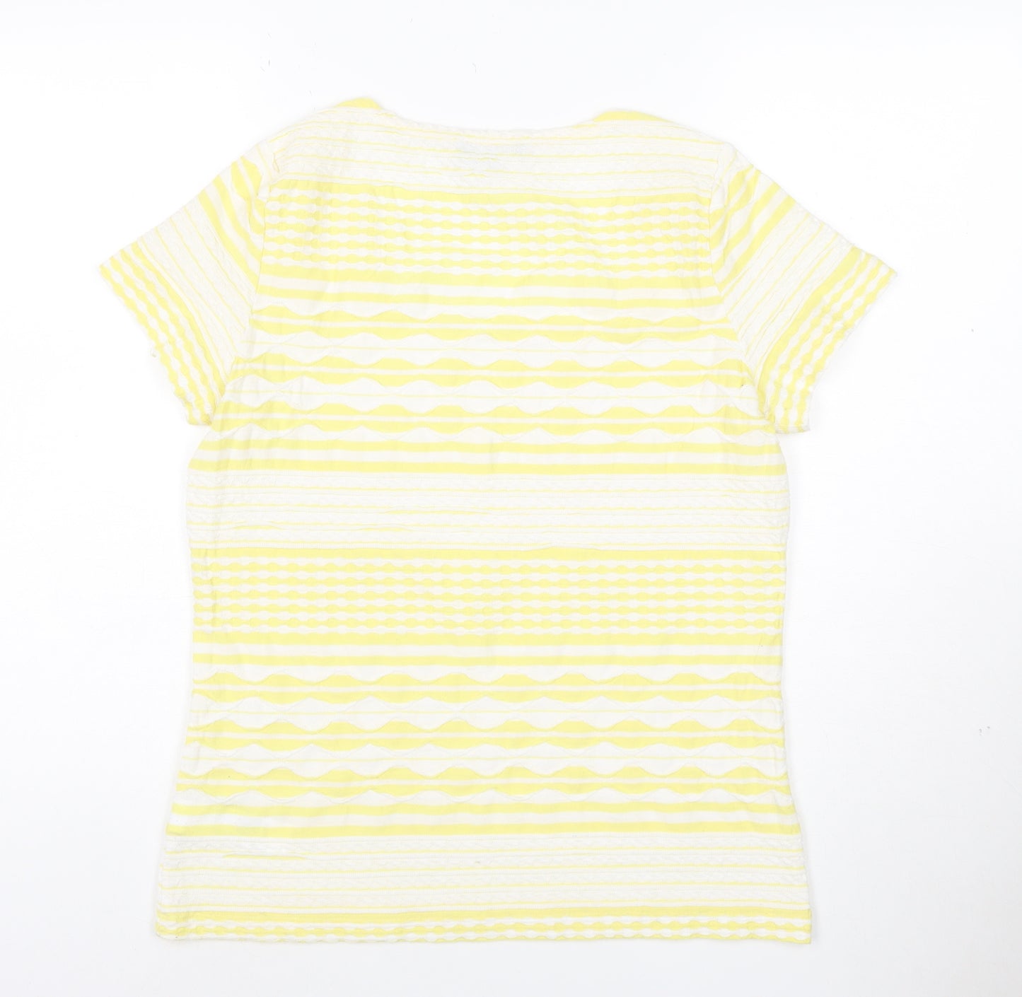 Marks and Spencer Women’s Yellow Striped Cotton T-Shirt Size 14