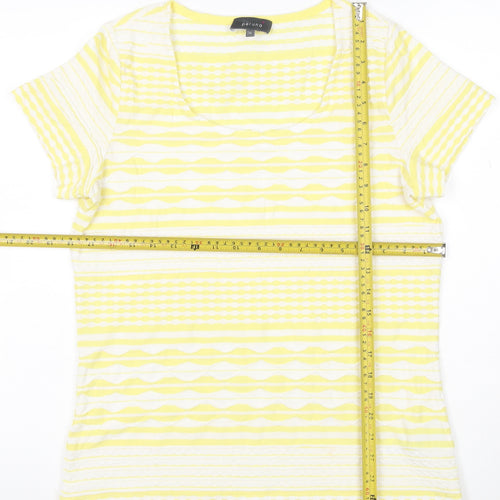 Marks and Spencer Women’s Yellow Striped Cotton T-Shirt Size 14