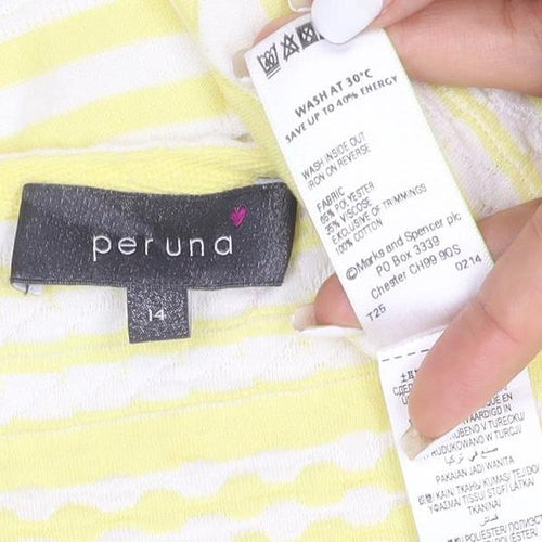 Marks and Spencer Women’s Yellow Striped Cotton T-Shirt Size 14